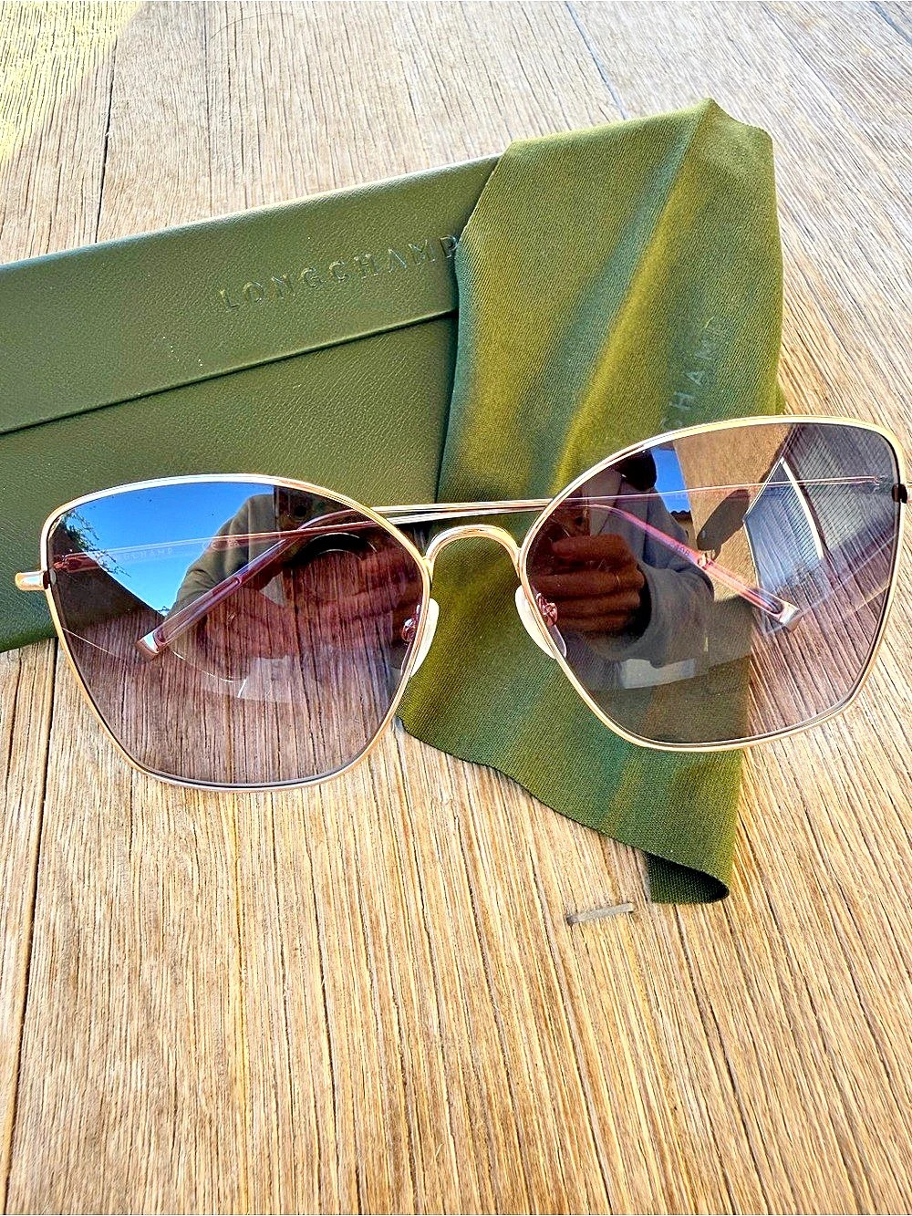 Longchamp Gold Smoke Butterfly Sunglasses LO117S 722